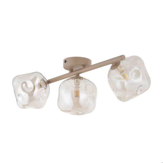 Plafoniera per camera da letto design moderna tortora vetri sfere cognac